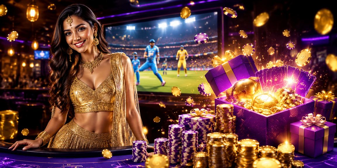 Indian woman enjoying cricket betting dressed in lehenga
