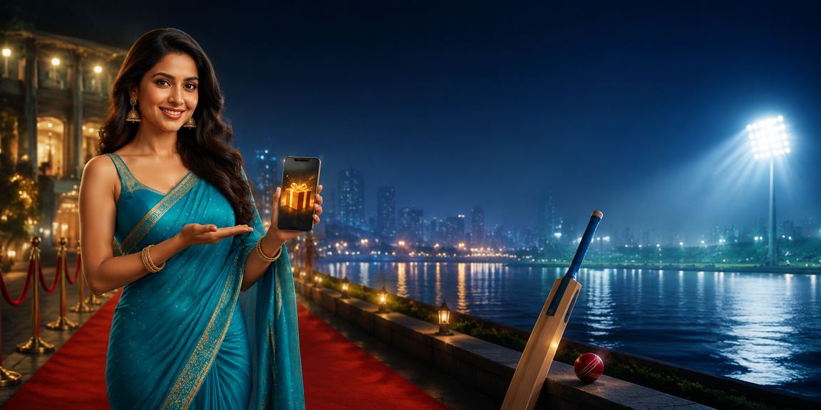 Indian woman enjoying cricket betting experience on mobile device